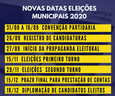 Novas datas eleições municipais 